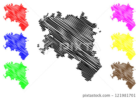 Pudukkottai district (Tamil Nadu State, Republic of India) map vector illustration, scribble sketch Pudukkottai map 121981701