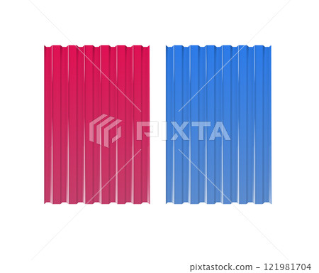 Galvanized iron for fences, walls, roofs. House remodel corrugated metal roof siding, profiled sheeting. Vector Galvanized iron for fences, walls, roofs. House remodel corrugated metal roof siding, profiled sheeting. Vector 121981704