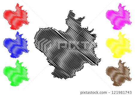 Purba Bardhaman district (West Bengal State, Republic of India) map vector illustration, scribble sketch Purba Bardhaman map 121981743