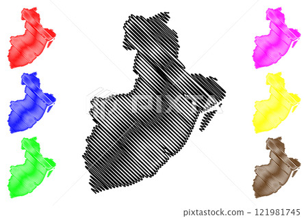 Purba Medinipur district (West Bengal State, Republic of India) map vector illustration, scribble sketch Tamralipta map Purba Medinipur district (West Bengal State, Republic of India) map vector illustration, scribble sketch Tamralipta map 121981745