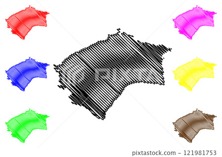 Raichur district (Karnataka State, Republic of India, Gulbarga Division) map vector illustration, scribble sketch Raichur map 121981753