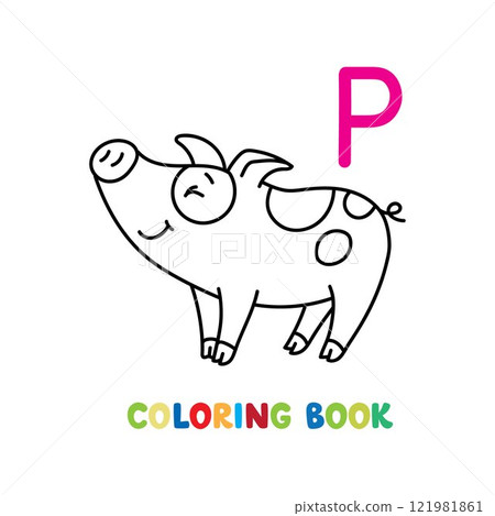 Funny pig. Animals coloring book for kids 121981861