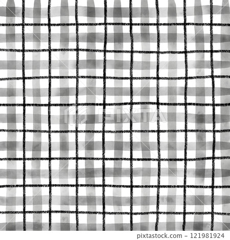 Black Plaid Gingham Hand Drawn Background Pattern Overlay 121981924