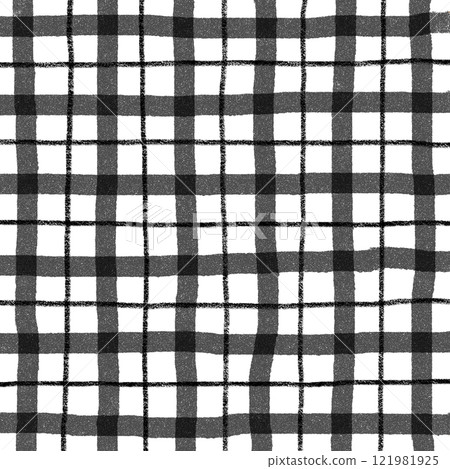 Black Plaid Gingham Hand Drawn Background Pattern Overlay 121981925