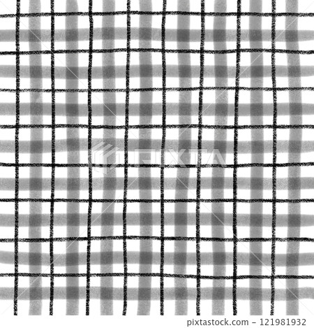 Black Plaid Gingham Hand Drawn Background Pattern Overlay 121981932