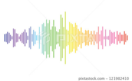 Colorful sound wave rhythm. Audio track in rainbow colors 121982410