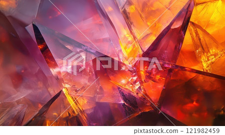 Colorful crystalline formations glowing in light 121982459