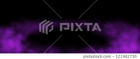 Purple smoke on the floor, mist in the room or on the stage. Fog atmosphere effect. Vector Purple smoke on the floor, mist in the room or on the stage. Fog atmosphere effect. Vector 121982730