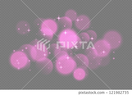 Pink bokeh with stars and sparkles, shiny overlay decoration isolated on grey background. Pink bokeh with stars and sparkles, shiny overlay decoration isolated on grey background. 121982735