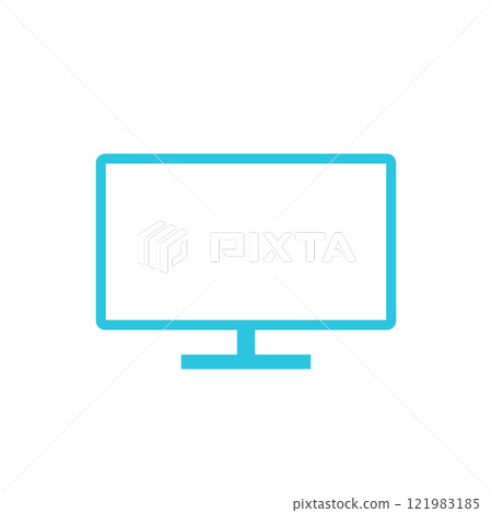 Monitor Icon. Isolated on white background. Blue icon set. 121983185