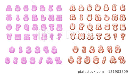 【氣球字母】字母、數字、符號02【粉紅/粉金】 121983809