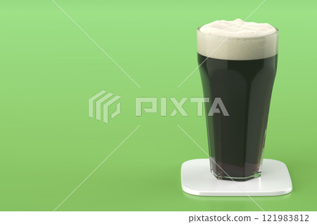 Glass of dark beer on white coaster Glass of dark beer on white coaster 121983812
