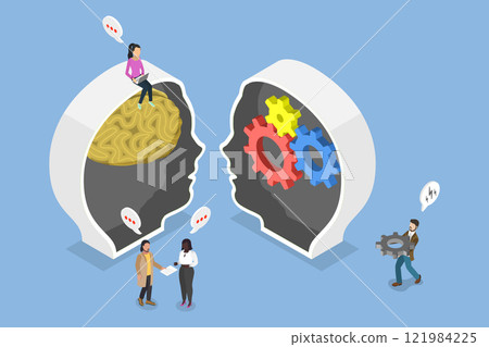 3D Isometric Flat Vector Illustration of Communication and Interaction, Concept Of Linguistics 3D Isometric Flat Vector Illustration of Communication and Interaction, Concept Of Linguistics 121984225