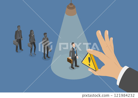 3D Isometric Flat Vector Illustration of Wrong Candidate, Rejected Resume 121984232