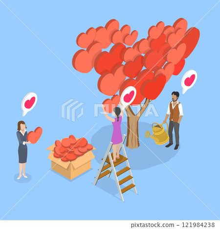 3D Isometric Flat Vector Illustration of Donation, Volunteerism, Love, And Solidarity 3D Isometric Flat Vector Illustration of Donation, Volunteerism, Love, And Solidarity 121984238
