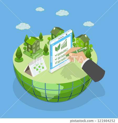3D Isometric Flat Vector Illustration of Sustainability and ESG, Environment, Social, Governance 121984252