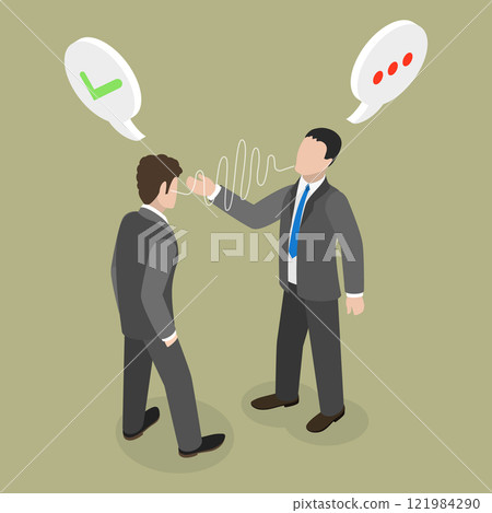 3D Isometric Flat Vector Illustration of Reflection And Concentration, Listening Skill 3D Isometric Flat Vector Illustration of Reflection And Concentration, Listening Skill 121984290