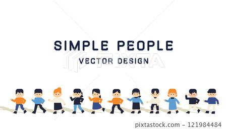 Simple walking people illustration set (white background) Simple walking people illustration set (white background) 121984484