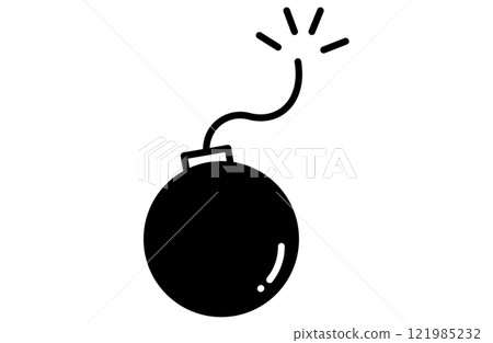 Bomb vector illustration icon Simple monochrome black and white anger fuse Bomb vector illustration icon Simple monochrome black and white anger fuse 121985232
