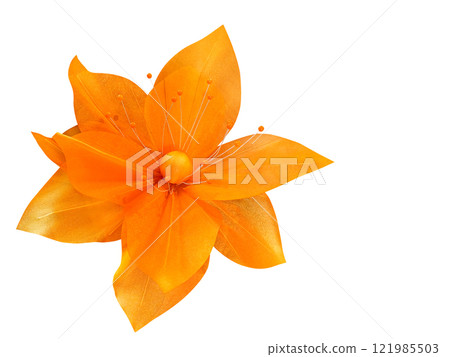 Artificial flowers, orange, isolated on white background. 121985503