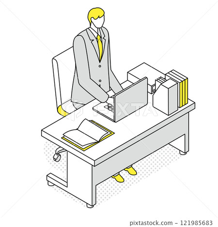 在辦公室工作的 Isometric_man 在辦公室工作的 Isometric_man 121985683