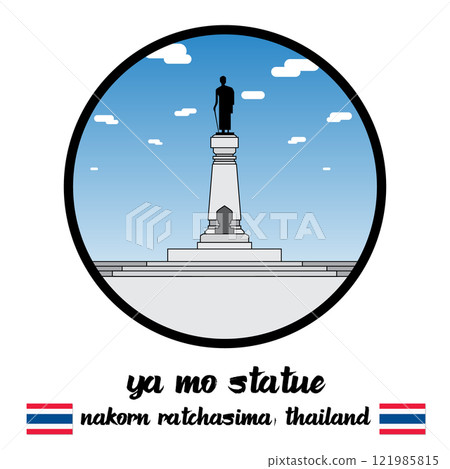Circle Icon Ya Mo Statue. Vector illustration 121985815