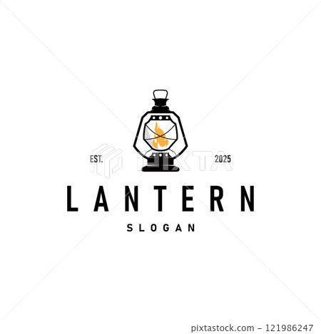 Lantern Logo Design Street Lamp Old Classic Vintage Minimalist Illustration Template 121986247