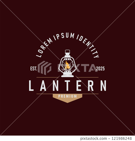 Lantern Logo Design Street Lamp Old Classic Vintage Minimalist Illustration Template 121986248