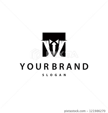 men clothing tuxedo logo design simple minimalist illustration clothing store and tailor brand template 121986270