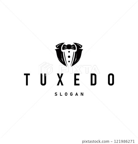 men clothing tuxedo logo design simple minimalist illustration clothing store and tailor brand template 121986271