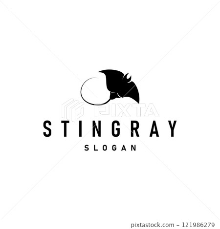 Stingray fish logo ocean animal design simple black manta silhouette illustration Stingray fish logo ocean animal design simple black manta silhouette illustration 121986279