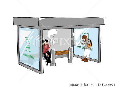 Illustration of people using smoking areas 121986695