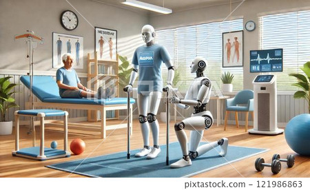 Robot working hard Robot working hard 121986863