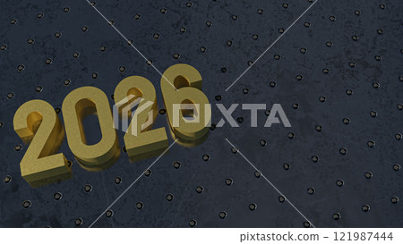 The Gold 2026 on metal plate for Background concept 3d rendering. The Gold 2026 on metal plate for Background concept 3d rendering. 121987444
