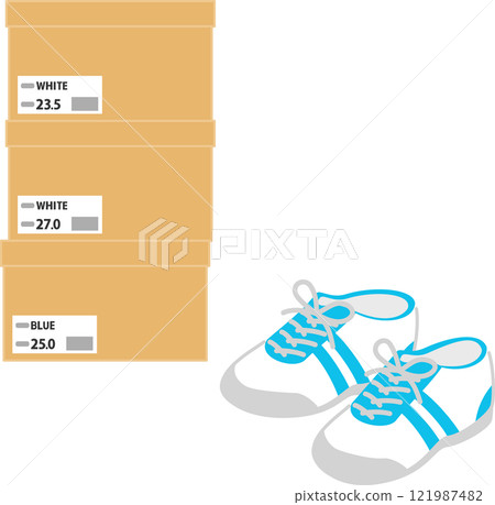 運動鞋外盒展示各種尺寸 121987482