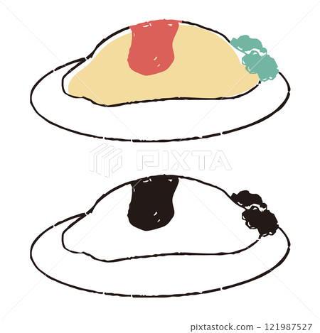 用筆畫的樣式煎蛋飯 121987527