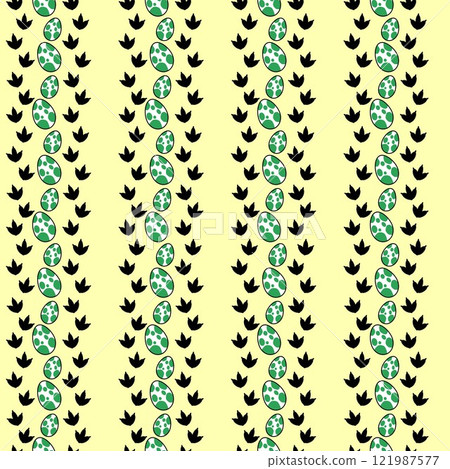 Dinosaur egg and footprint pattern_yellow Dinosaur egg and footprint pattern_yellow 121987577