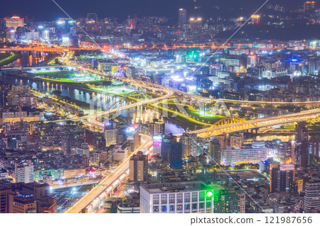 Taiwan: Night view from Taipei 101 Taiwan: Night view from Taipei 101 121987656