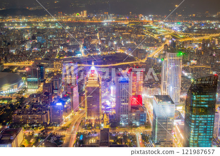Taiwan: Night view from Taipei 101 121987657
