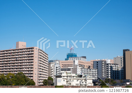 Landscape with apartment buildings 121987726