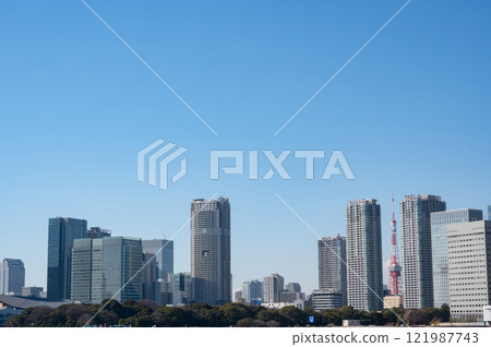 Cityscape with Tokyo Tower and skyscrapers Cityscape with Tokyo Tower and skyscrapers 121987743
