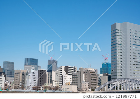 Kachidoki Bridge and buildings Kachidoki Bridge and buildings 121987771
