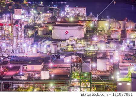 Mie Prefecture Yokkaichi Port Building Factory Night View Mie Prefecture Yokkaichi Port Building Factory Night View 121987991