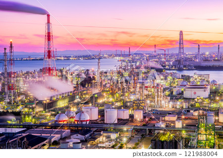 Mie Prefecture Yokkaichi Port Building Factory Night View Mie Prefecture Yokkaichi Port Building Factory Night View 121988004