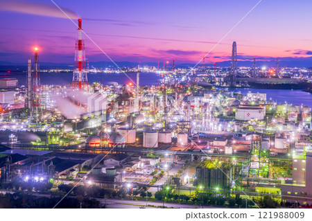 三重縣四日市港大廈工廠夜景 121988009