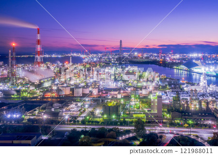 Mie Prefecture Yokkaichi Port Building Factory Night View 121988011