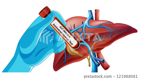 Medical Blood Test and Liver Illustration 121988081