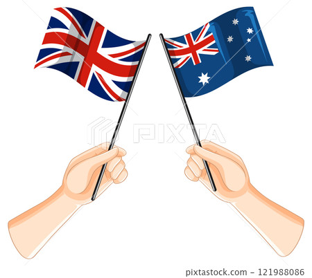 Flags of United Kingdom and Australia 121988086