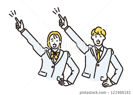 男女學生指向未來的簡單插畫 121988181