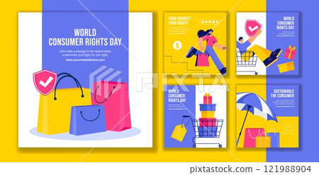 Consumer Rights Day Social Media Post Template with Flat Cartoon Background Illustration Consumer Rights Day Social Media Post Template with Flat Cartoon Background Illustration 121988904